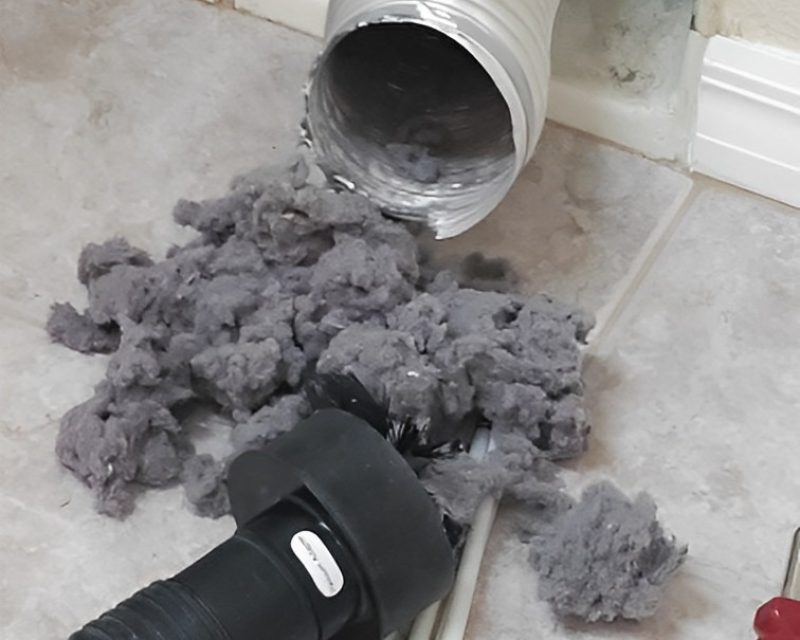 dryer vent cleaning removes large pile of lint