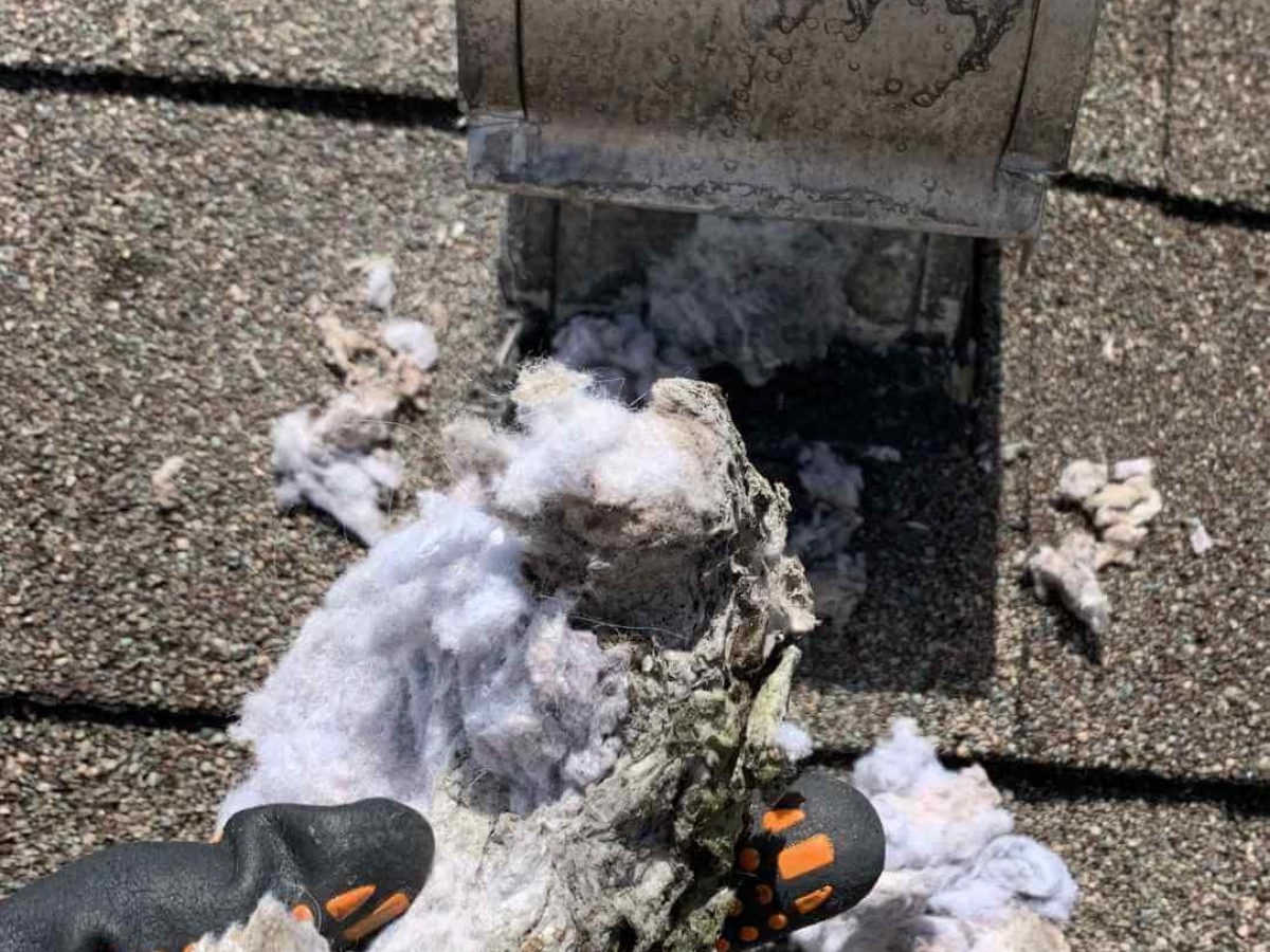 Dryer Vent Cleaning technician removes lint from roof Port Charlotte